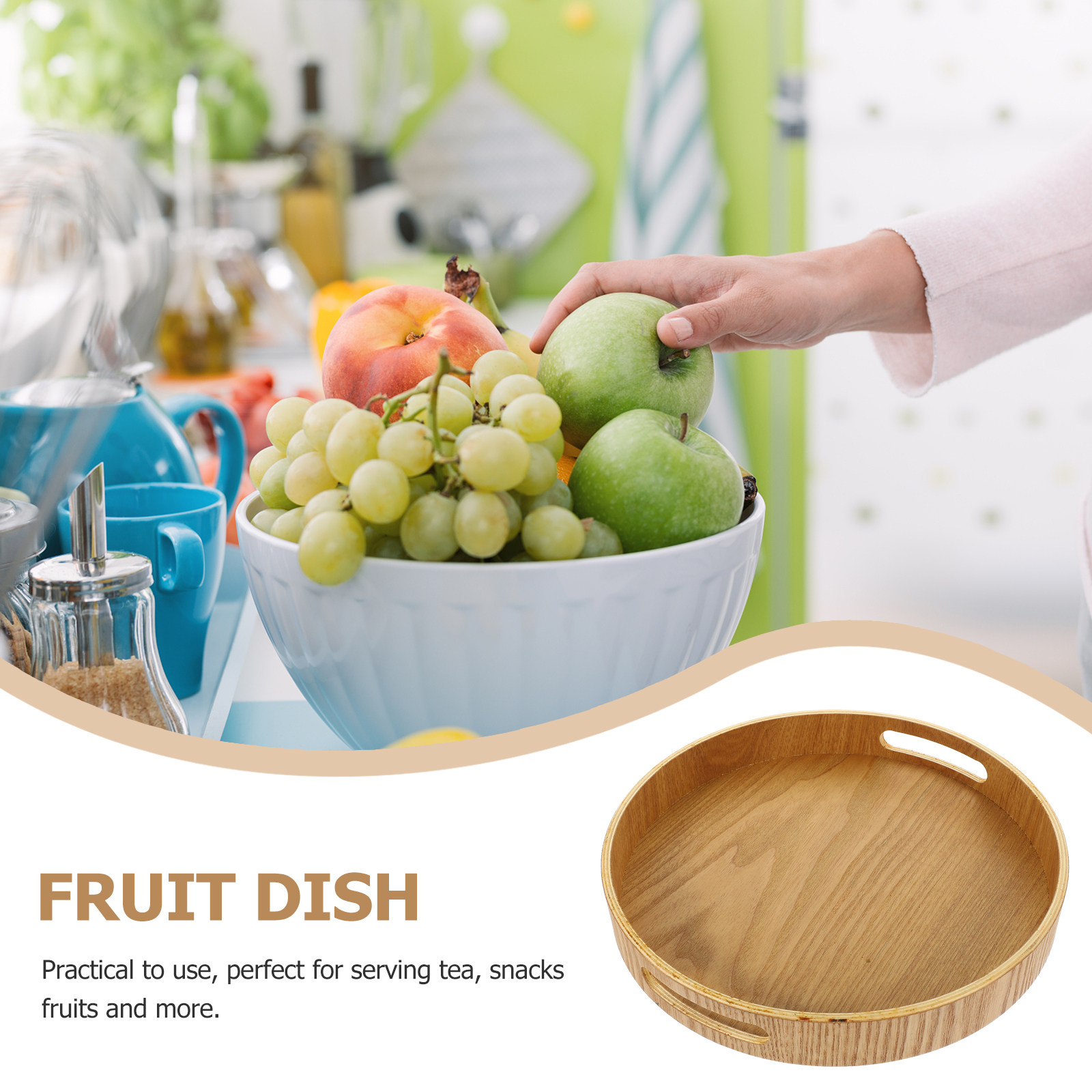Round Wooden Serving Tray Natu - Food Snacks For Camping recension och pris
