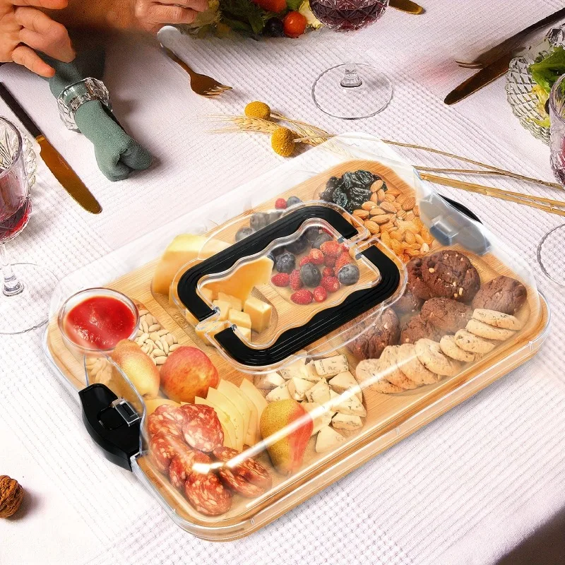 Wooden Cheese Board Snack Tray - Food Snacks For Camping recension och pris