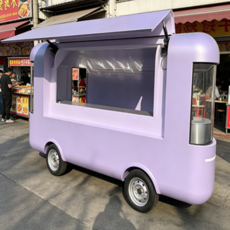 Round Movable Food Trailer Por - Food Drink Snacks recension och pris